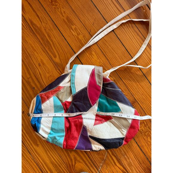 1980s Patchwork Leather Kiss Lock Shoulder Bag, ColorBlock - Picture 3 of 7
